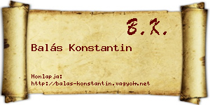 Balás Konstantin névjegykártya